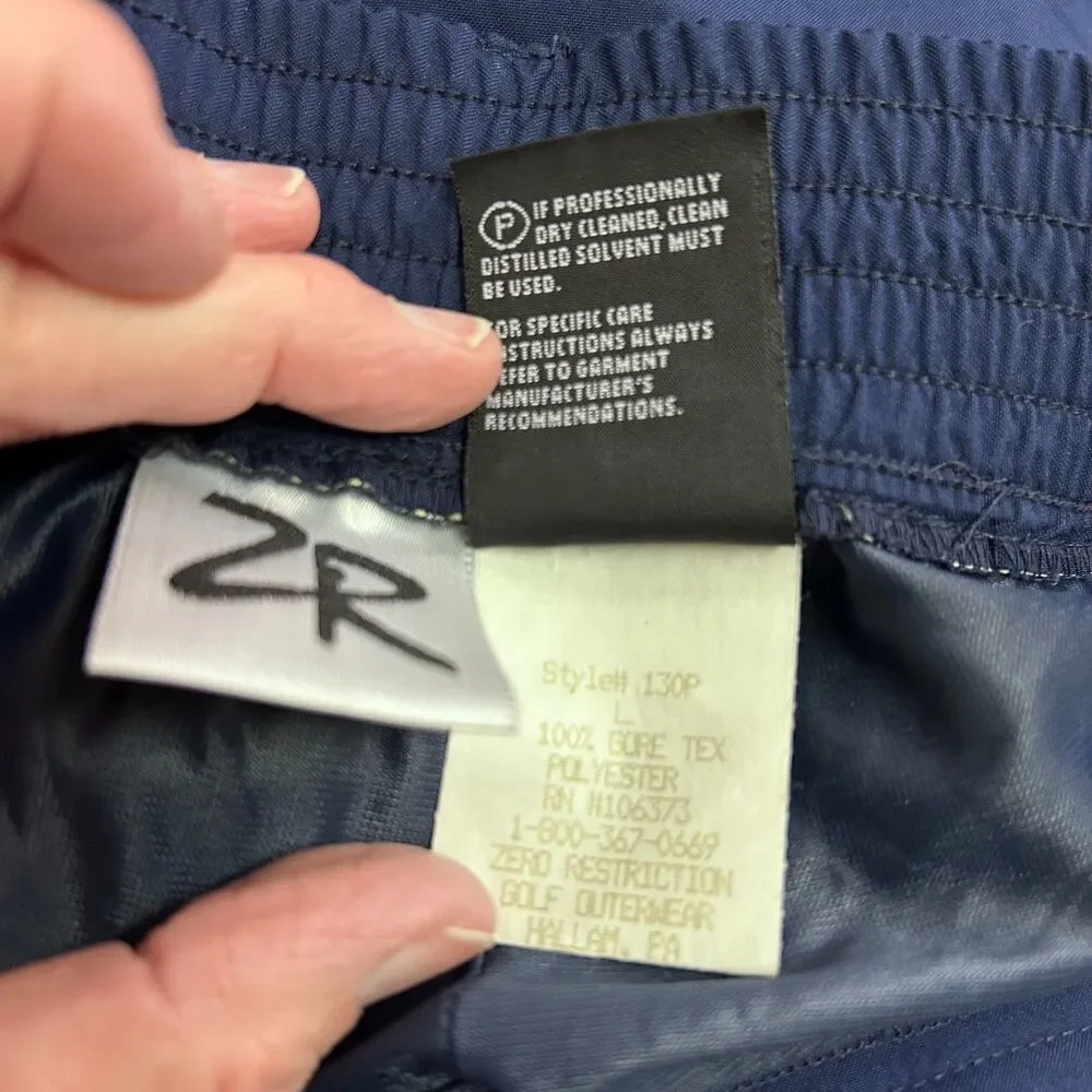 VTG Zero Restriction Navy Gore-Tex Shell Waterproof Outdoor Golf Pants Size L